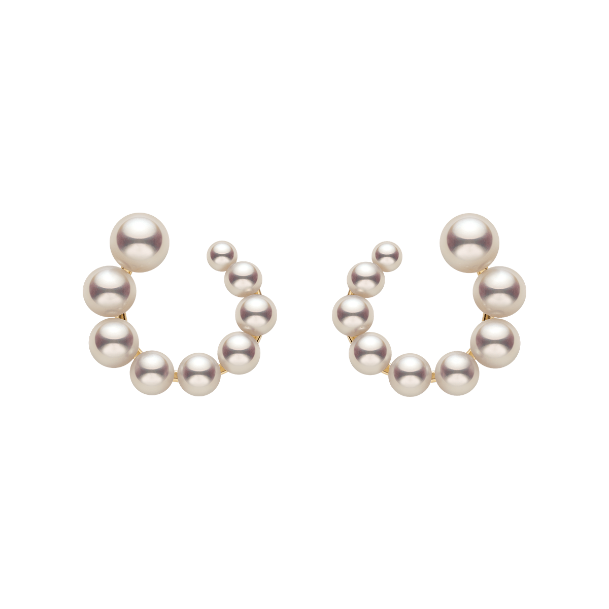 Freshwater Pearls 14K Gold Gradient Arc Earrings - HELAS Jewelry