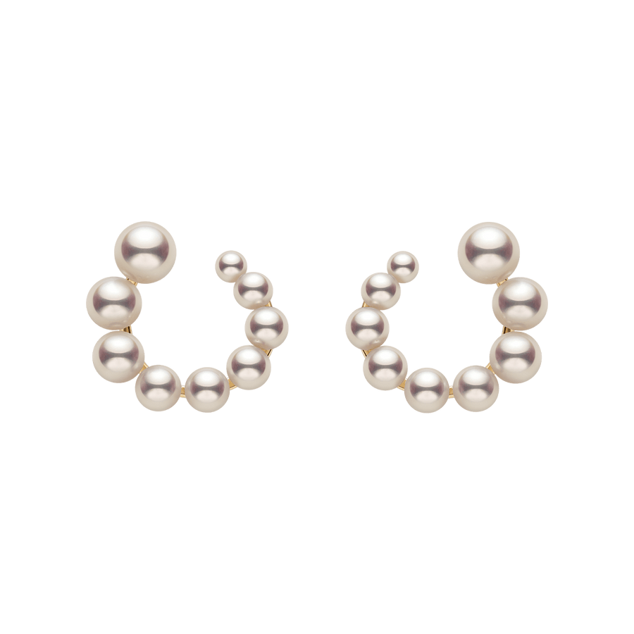 Freshwater Pearls 14K Gold Gradient Arc Earrings - HELAS Jewelry