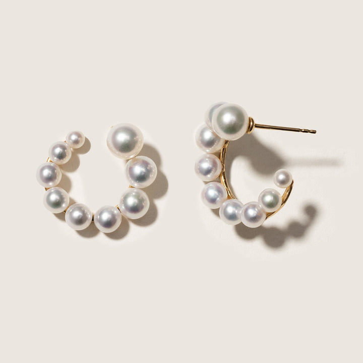 Freshwater Pearls 14K Gold Gradient Arc Earrings - HELAS Jewelry