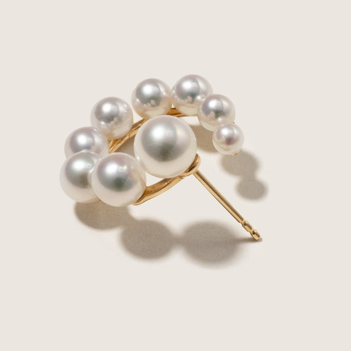Freshwater Pearls 14K Gold Gradient Arc Earrings - HELAS Jewelry