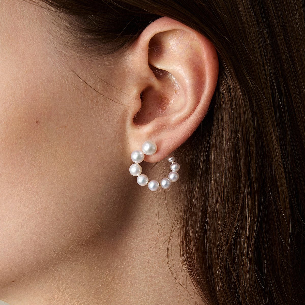 Freshwater Pearls 14K Gold Gradient Arc Earrings - HELAS Jewelry