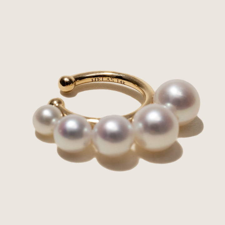 Freshwater Pearls 14K Gold Gradient Hoop Earring Cuff - HELAS Jewelry