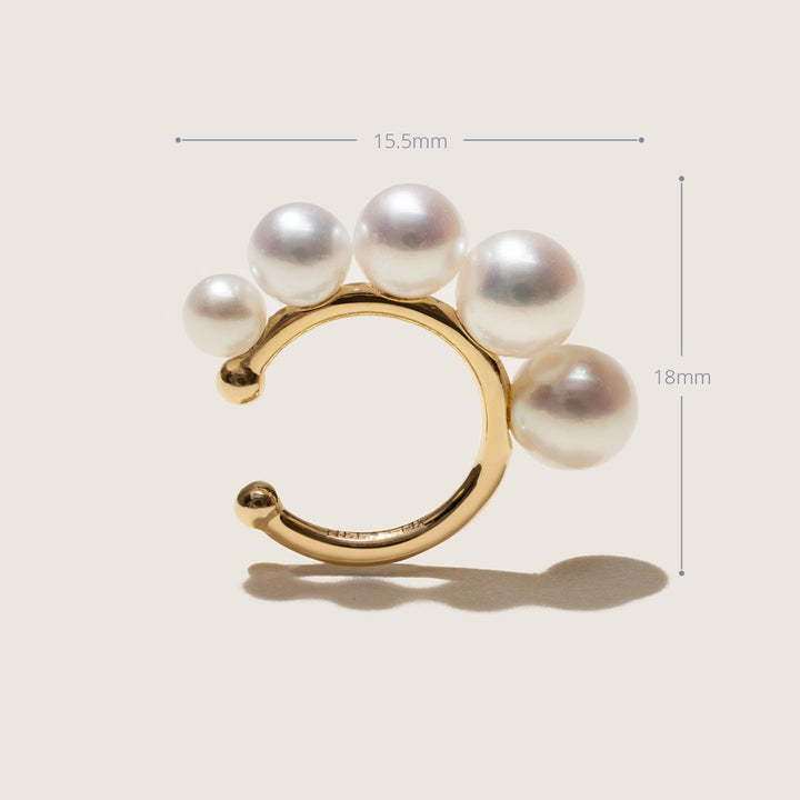 Freshwater Pearls 14K Gold Gradient Hoop Earring Cuff - HELAS Jewelry