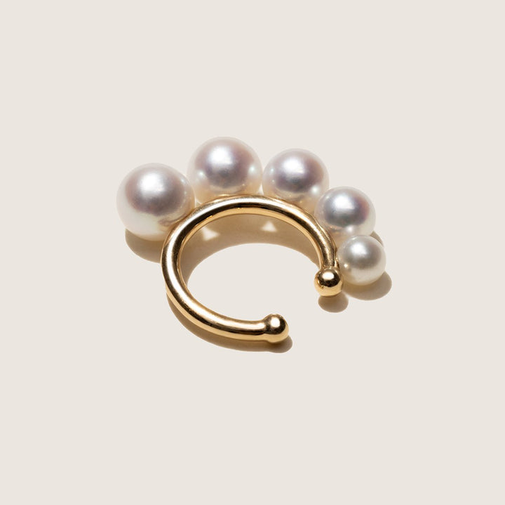 Freshwater Pearls 14K Gold Gradient Hoop Earring Cuff - HELAS Jewelry