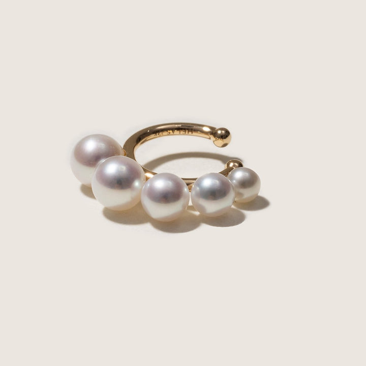 Freshwater Pearls 14K Gold Gradient Hoop Earring Cuff - HELAS Jewelry