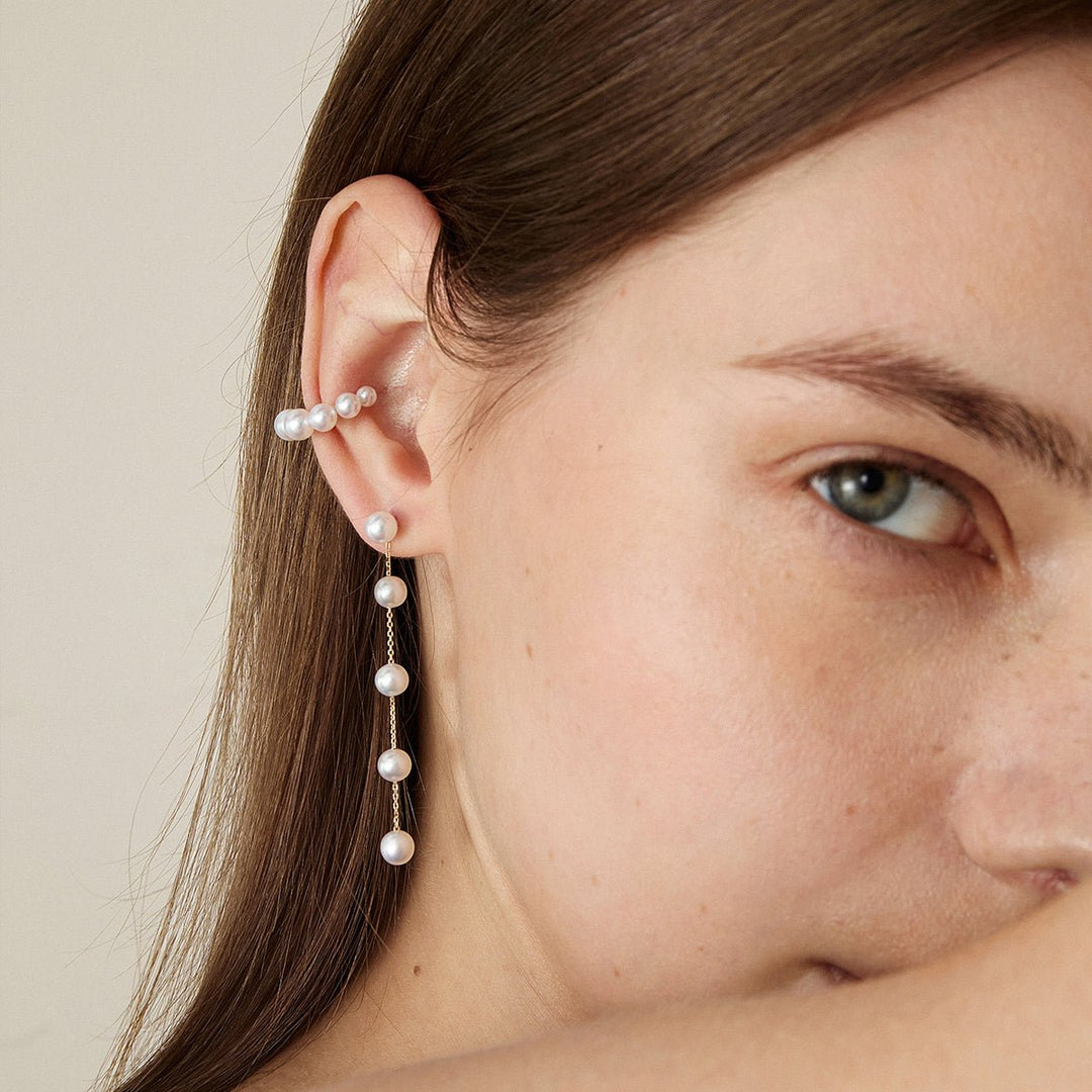 Freshwater Pearls 14K Gold Gradient Hoop Earring Cuff - HELAS Jewelry