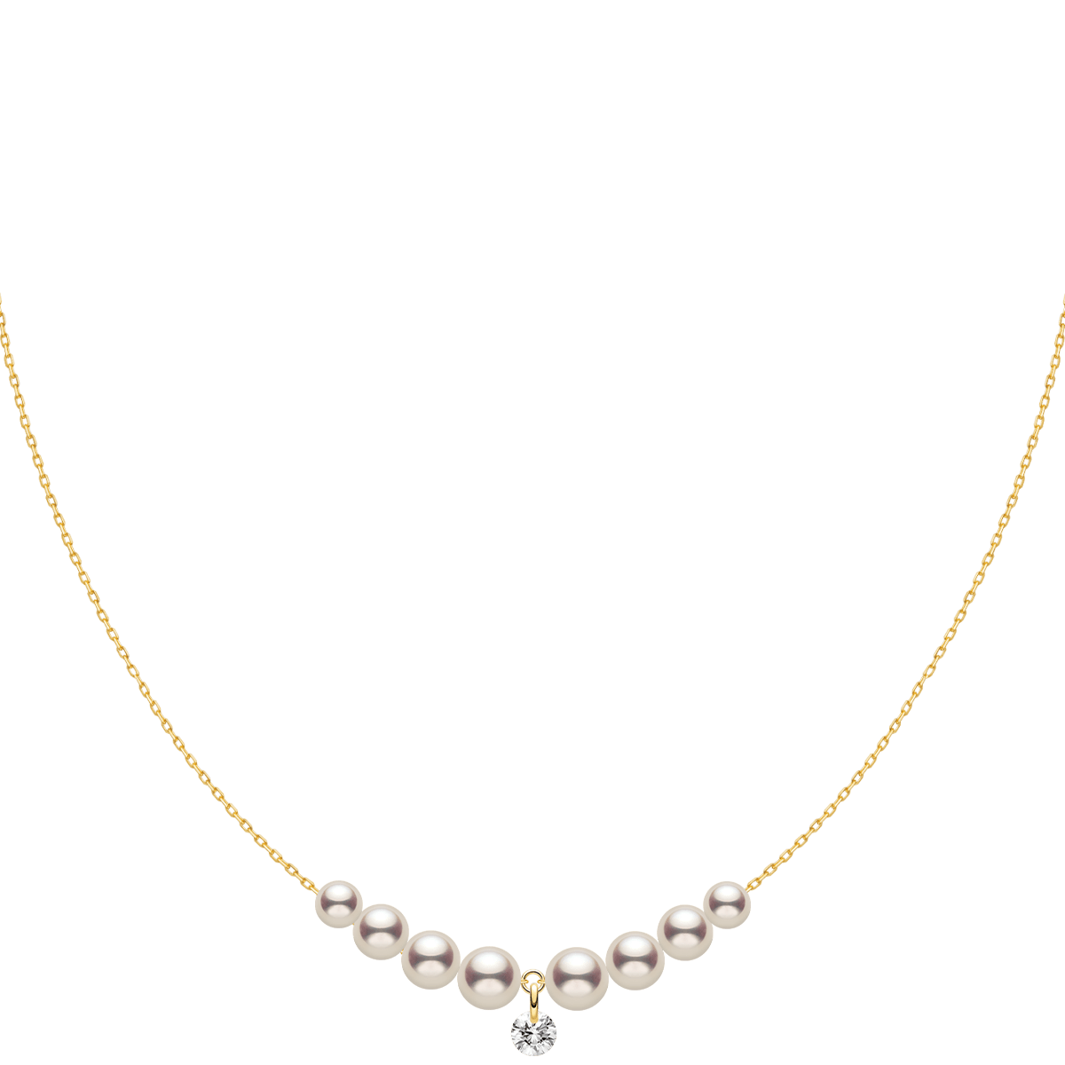 Freshwater Pearls 14K Gold Lab - Grown Diamonds Drop Line Necklace - HELAS Jewelry