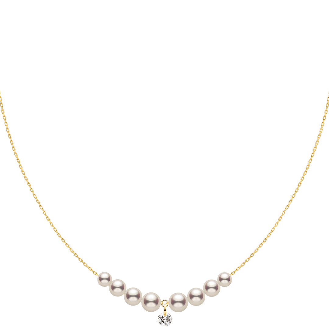Freshwater Pearls 14K Gold Lab - Grown Diamonds Drop Line Necklace - HELAS Jewelry