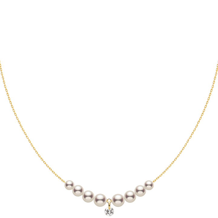 Freshwater Pearls 14K Gold Lab - Grown Diamonds Drop Line Necklace - HELAS Jewelry