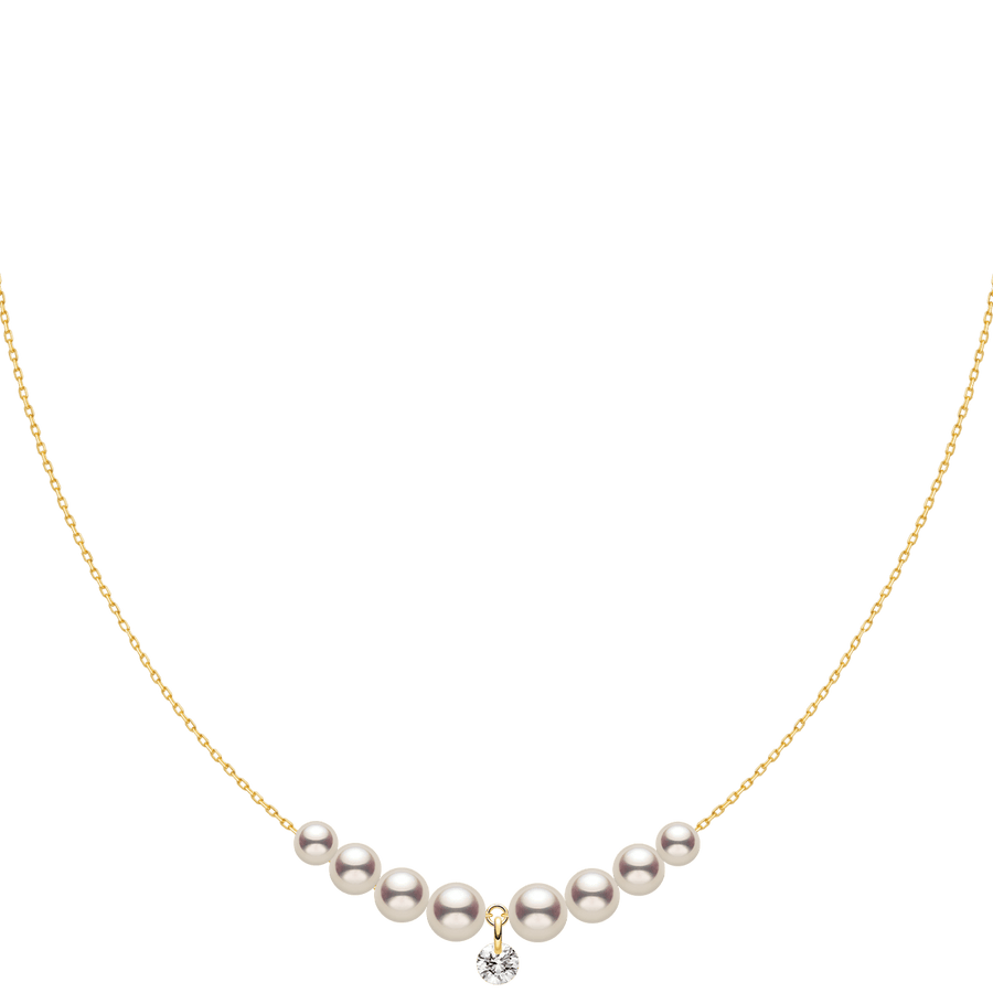 Freshwater Pearls 14K Gold Lab - Grown Diamonds Drop Line Necklace - HELAS Jewelry