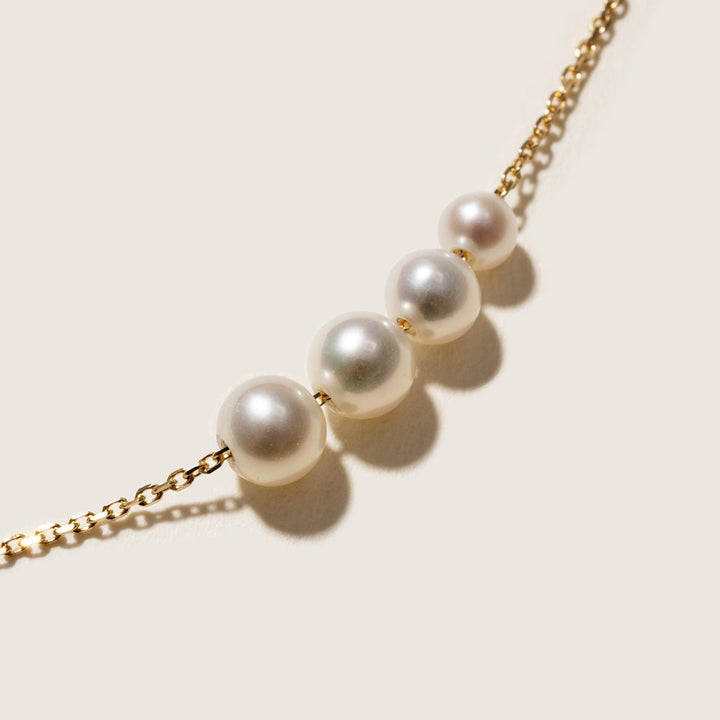 Freshwater Pearls 14K Gold Lab - Grown Diamonds Drop Line Necklace - HELAS Jewelry