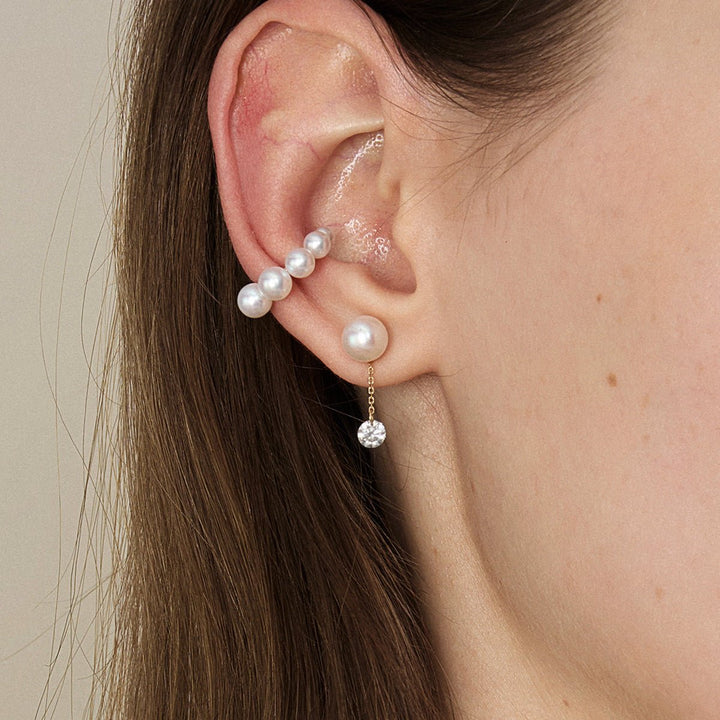 Freshwater Pearls 14K Gold Lab - Grown Diamonds Flicker Modular Earrings - HELAS Jewelry