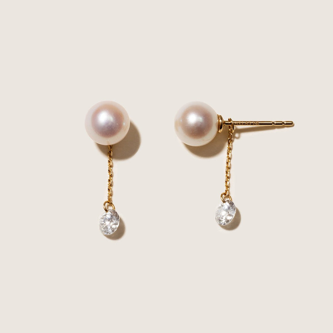 Freshwater Pearls 14K Gold Lab - Grown Diamonds Flicker Modular Earrings - HELAS Jewelry