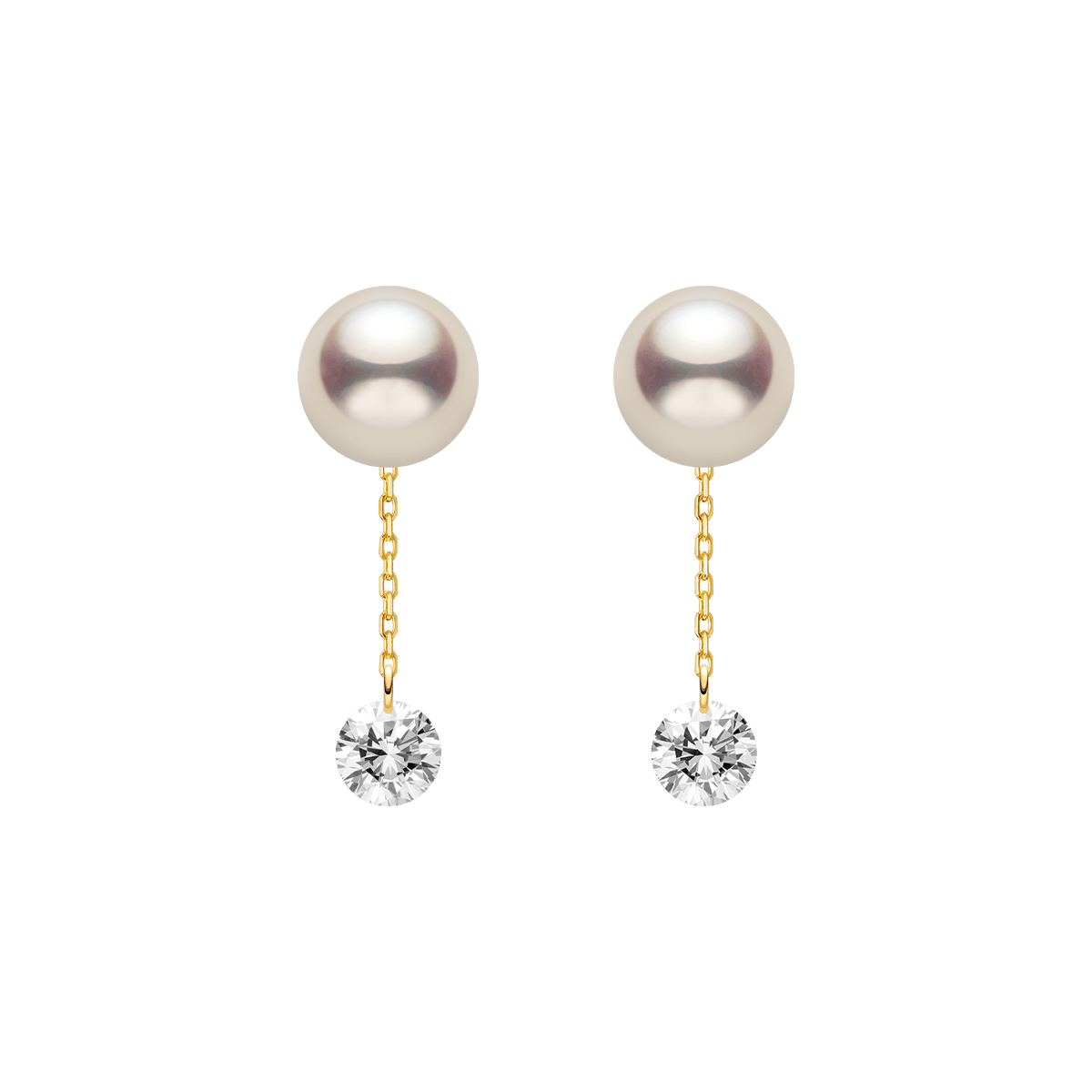 Freshwater Pearls 14K Gold Lab - Grown Diamonds Flicker Modular Earrings - HELAS Jewelry