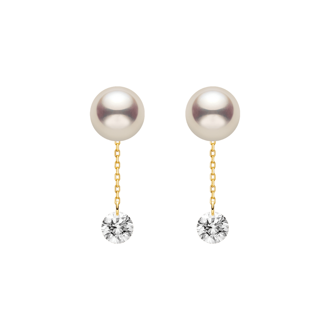 Freshwater Pearls 14K Gold Lab - Grown Diamonds Flicker Modular Earrings - HELAS Jewelry