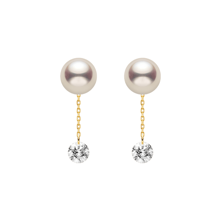 Freshwater Pearls 14K Gold Lab - Grown Diamonds Flicker Modular Earrings - HELAS Jewelry