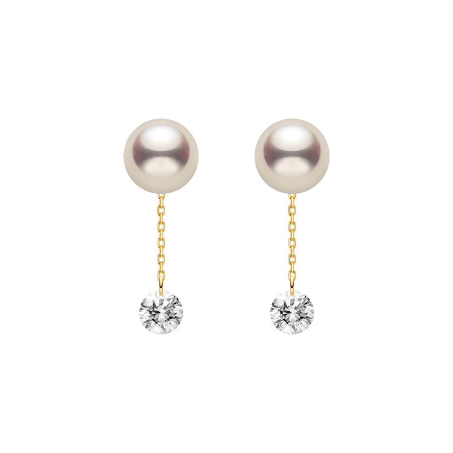 Freshwater Pearls 14K Gold Lab - Grown Diamonds Flicker Modular Earrings - HELAS Jewelry