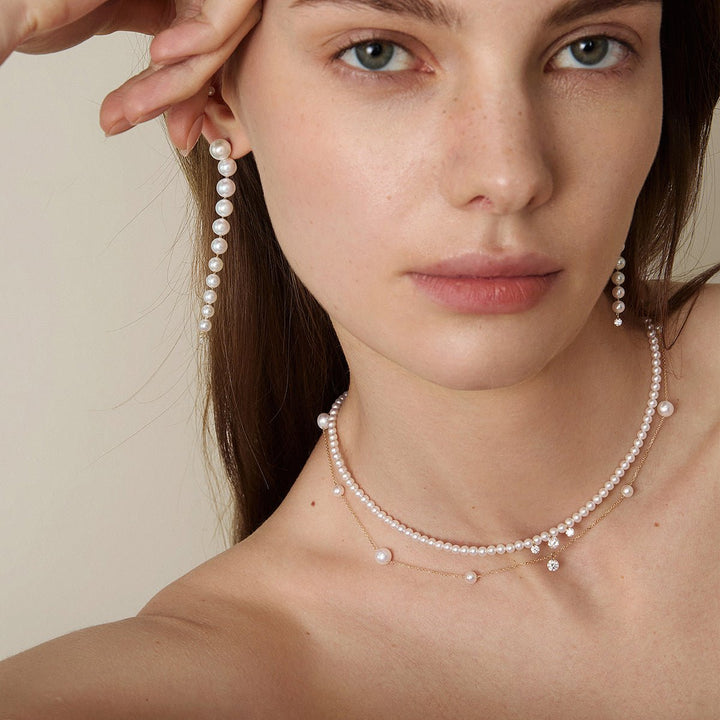 Freshwater Pearls 14K Gold Lab - Grown Diamonds Flicker Strand Necklace - HELAS Jewelry