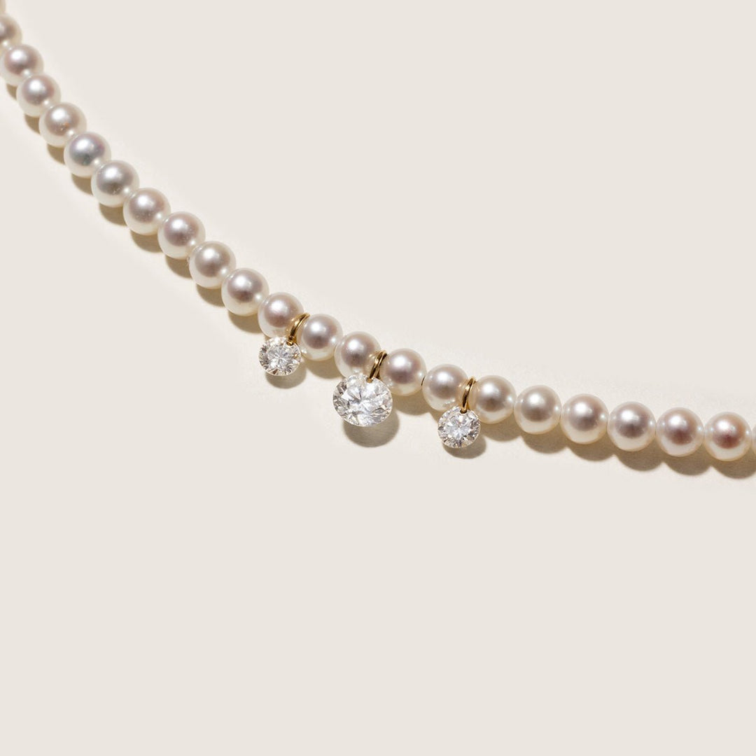 Freshwater Pearls 14K Gold Lab - Grown Diamonds Flicker Strand Necklace - HELAS Jewelry