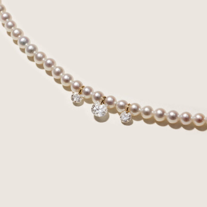Freshwater Pearls 14K Gold Lab - Grown Diamonds Flicker Strand Necklace - HELAS Jewelry