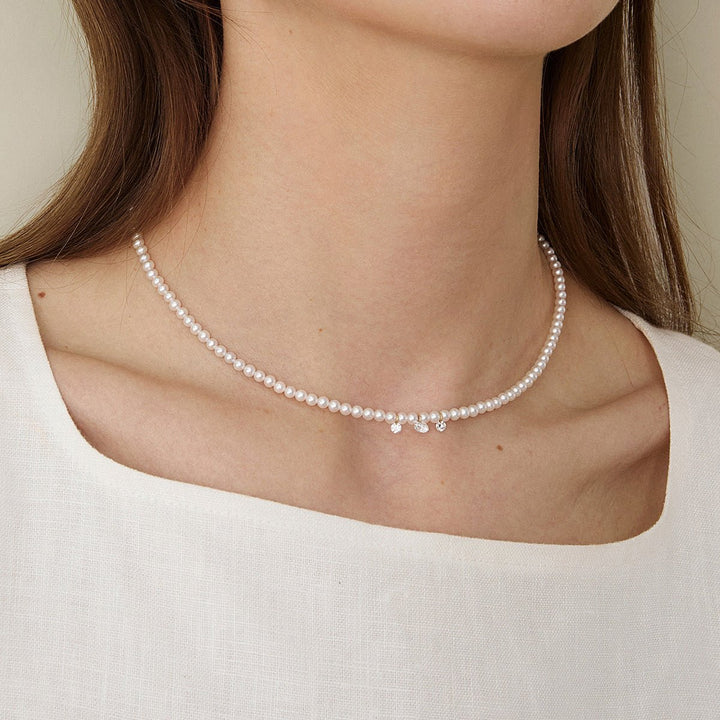 Freshwater Pearls 14K Gold Lab - Grown Diamonds Flicker Strand Necklace - HELAS Jewelry