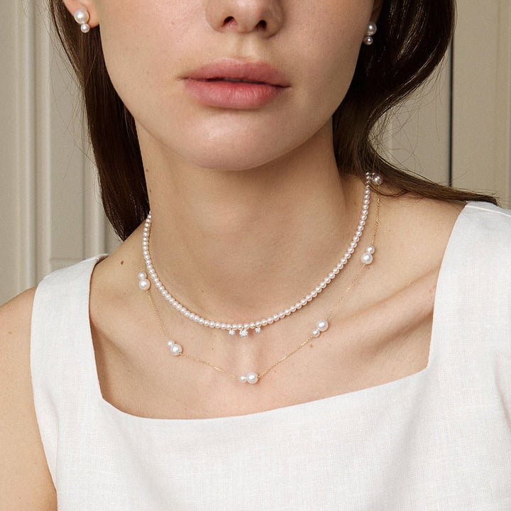 Freshwater Pearls 14K Gold Lab - Grown Diamonds Flicker Strand Necklace - HELAS Jewelry