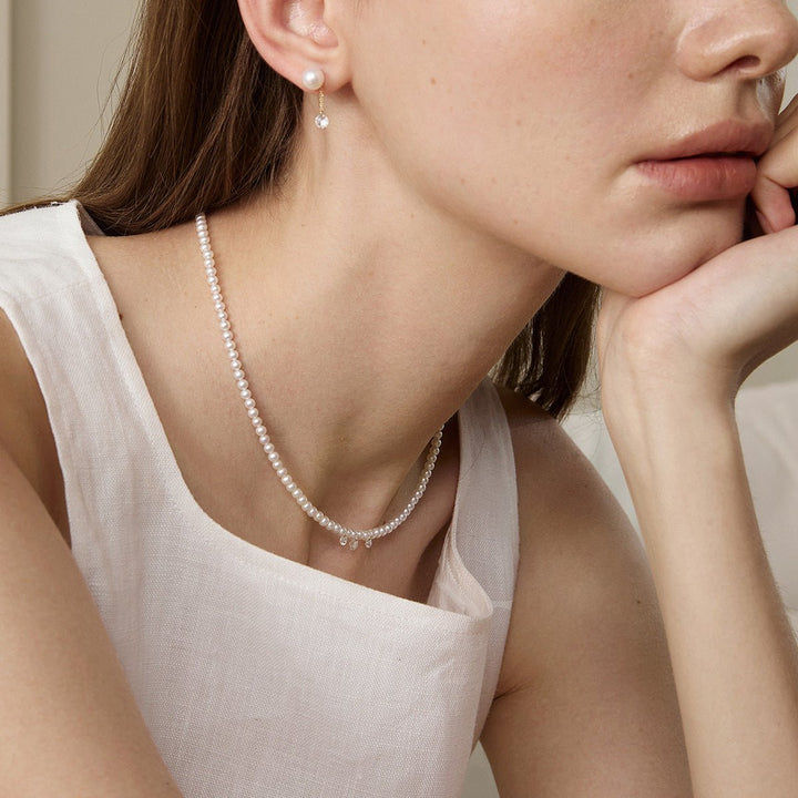 Freshwater Pearls 14K Gold Lab - Grown Diamonds Flicker Strand Necklace - HELAS Jewelry