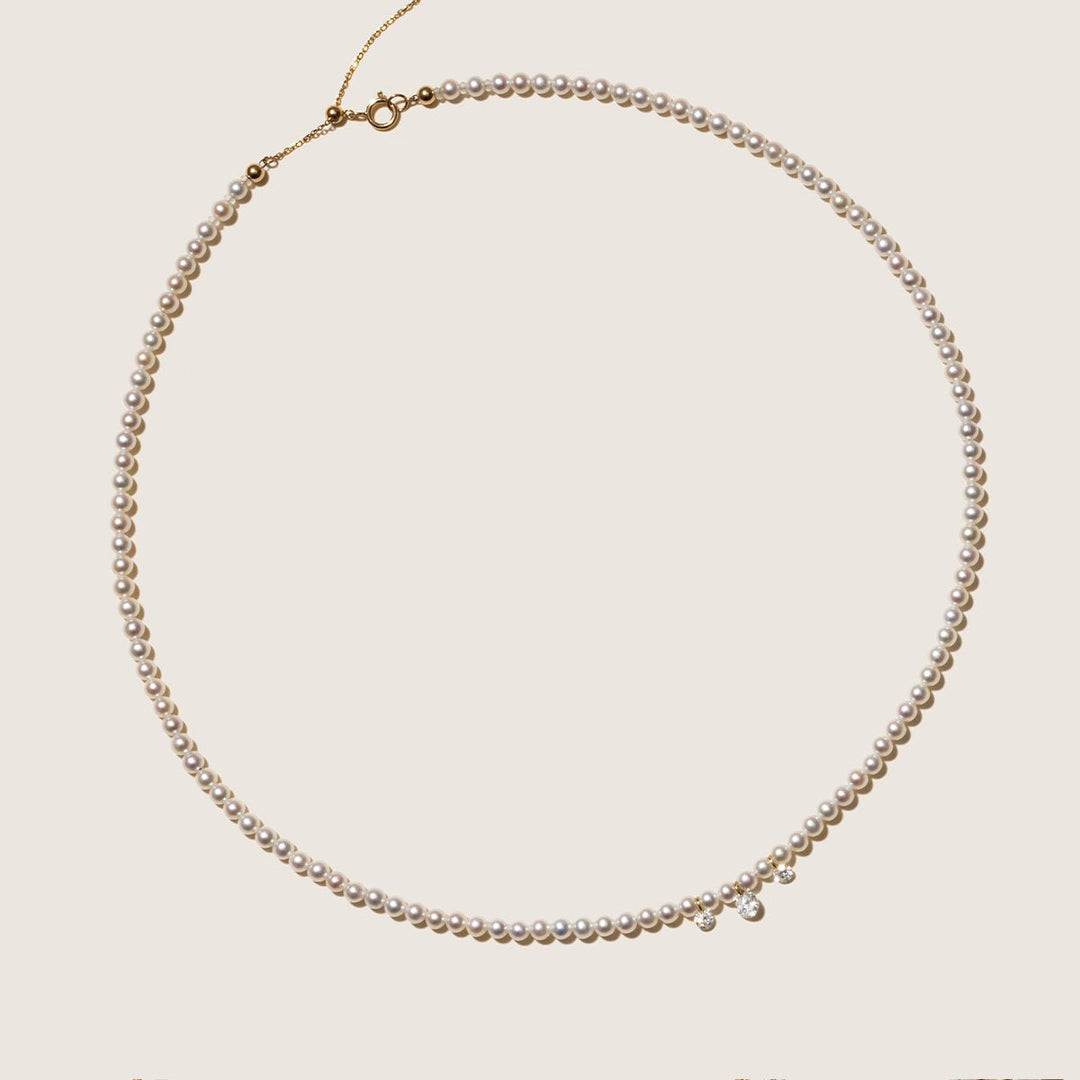 Freshwater Pearls 14K Gold Lab - Grown Diamonds Flicker Strand Necklace - HELAS Jewelry