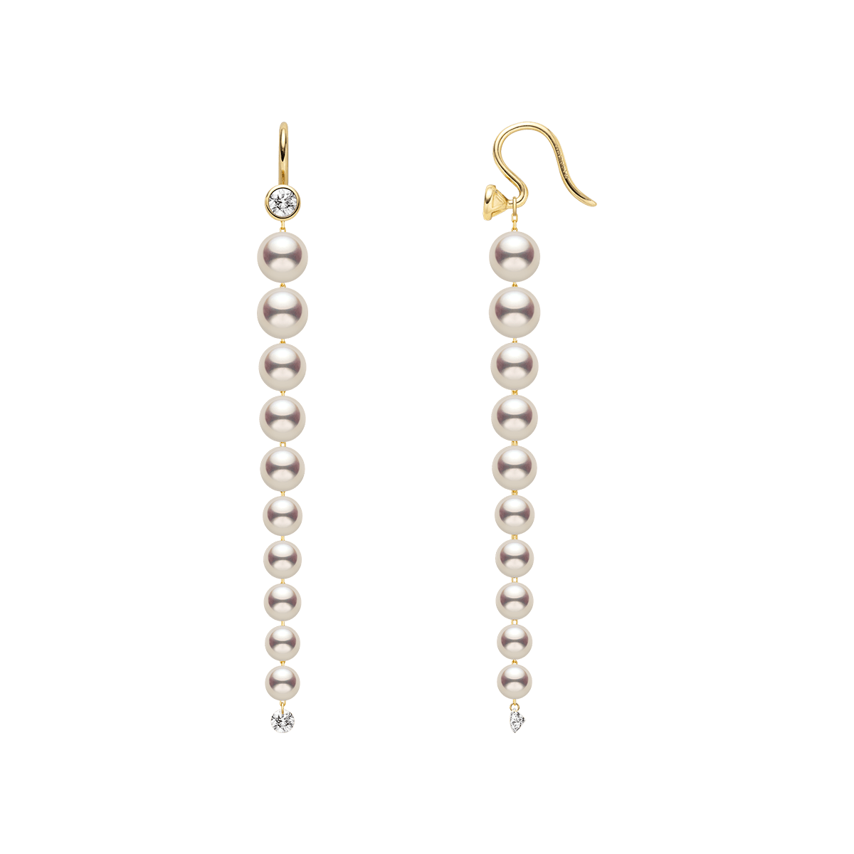 Freshwater Pearls 14K Gold Lab - Grown Diamonds Flowing Modular Hook Earrings - HELAS Jewelry