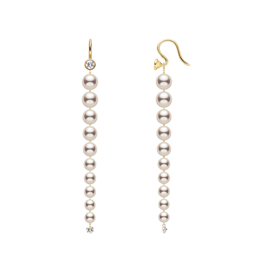 Freshwater Pearls 14K Gold Lab - Grown Diamonds Flowing Modular Hook Earrings - HELAS Jewelry