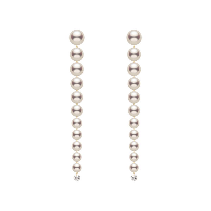 Freshwater Pearls 14K Gold Lab - Grown Diamonds Flowing Modular Hook Earrings - HELAS Jewelry