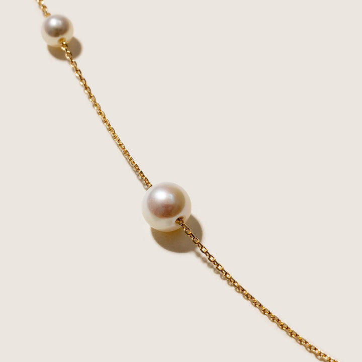 Freshwater Pearls 14K Gold Lab - Grown Diamonds Hidden Glint Necklace - HELAS Jewelry
