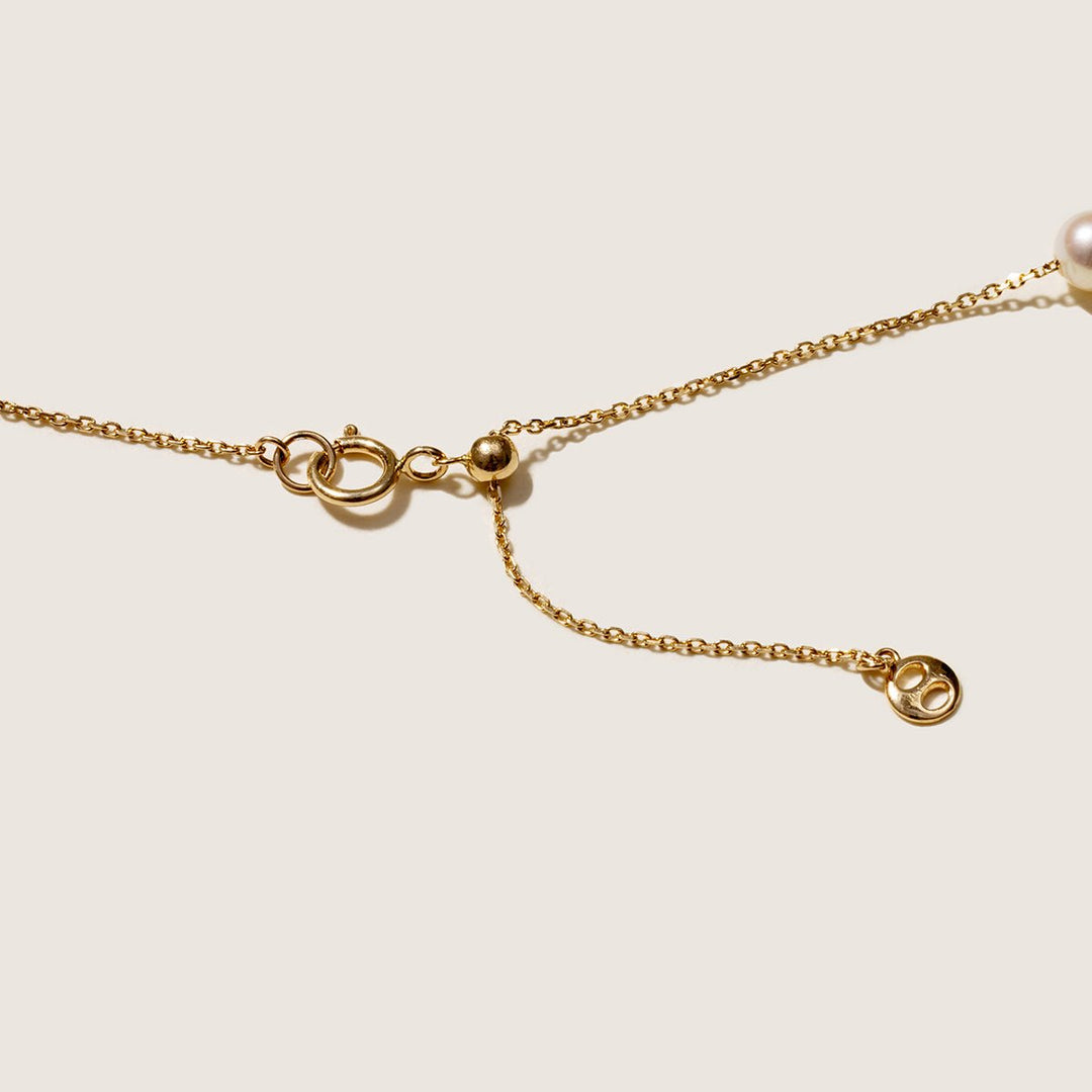 Freshwater Pearls 14K Gold Lab - Grown Diamonds Hidden Glint Necklace - HELAS Jewelry