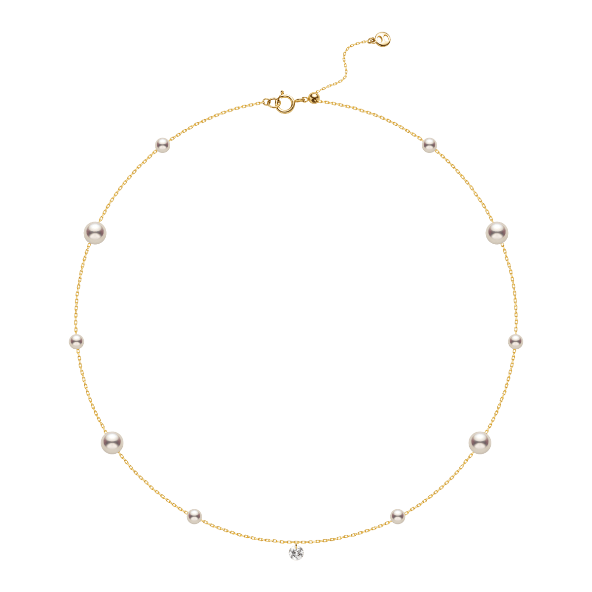 Freshwater Pearls 14K Gold Lab - Grown Diamonds Hidden Glint Necklace - HELAS Jewelry