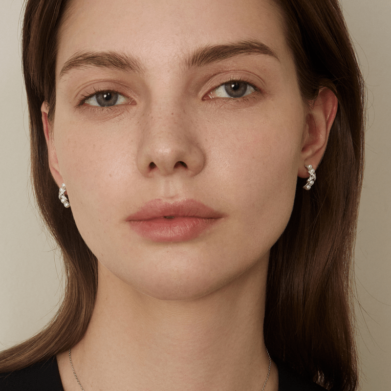 Freshwater Pearls 14K Gold Lab - Grown Diamonds Quartet X - Pearl Earrings - HELAS Jewelry