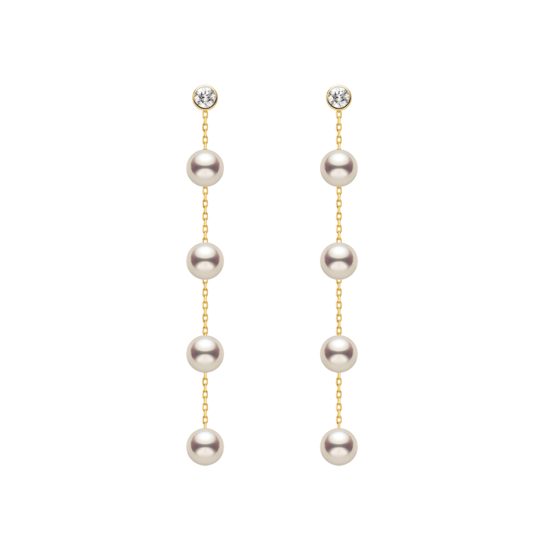 Freshwater Pearls 14K Gold Lab - Grown Diamonds Raindrop Modular Earrings - HELAS Jewelry