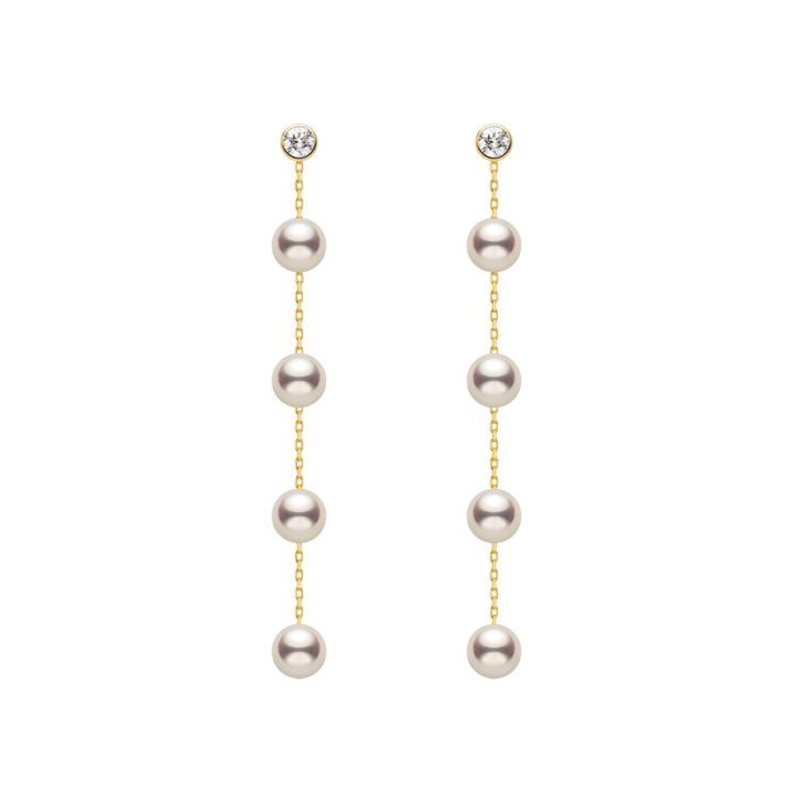 Freshwater Pearls 14K Gold Lab - Grown Diamonds Raindrop Modular Earrings - HELAS Jewelry