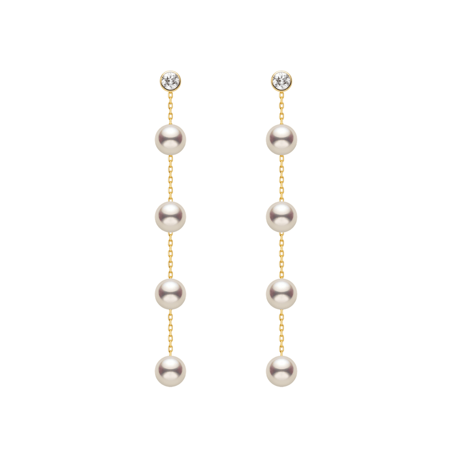 Freshwater Pearls 14K Gold Lab - Grown Diamonds Raindrop Modular Earrings - HELAS Jewelry
