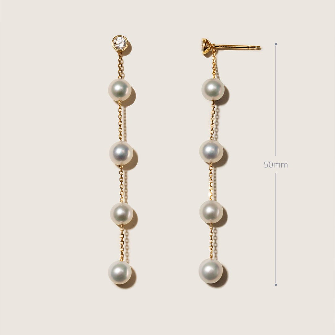 Freshwater Pearls 14K Gold Lab - Grown Diamonds Raindrop Modular Earrings - HELAS Jewelry