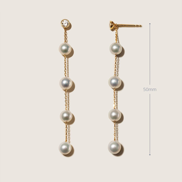 Freshwater Pearls 14K Gold Lab - Grown Diamonds Raindrop Modular Earrings - HELAS Jewelry