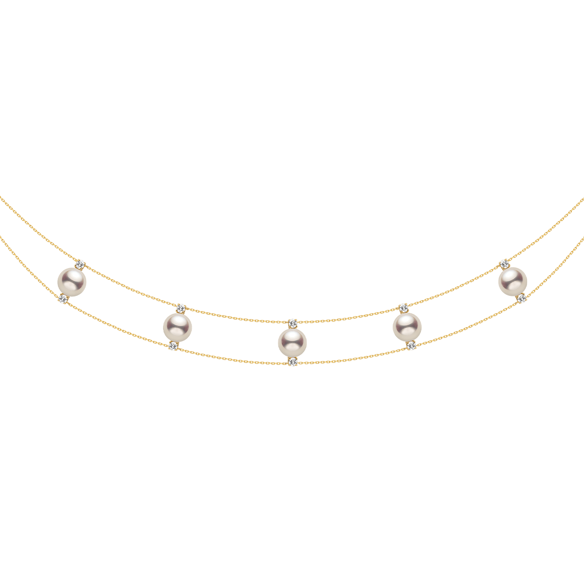Freshwater Pearls 14K Gold Lab - Grown Diamonds Slight Lace Necklace - HELAS Jewelry
