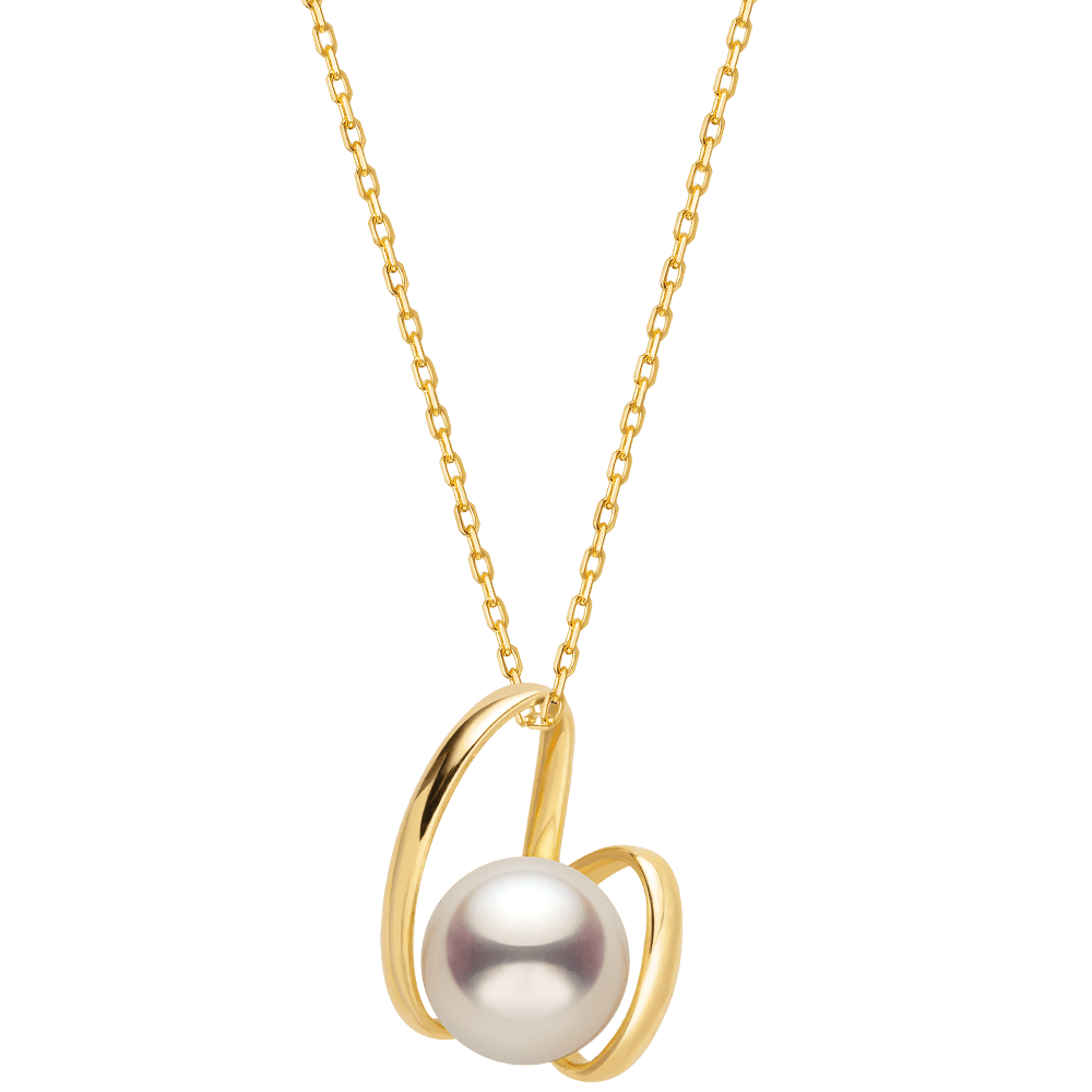 Freshwater Pearls 14K Gold Ribbon H Pendant Necklace - HELAS Jewelry