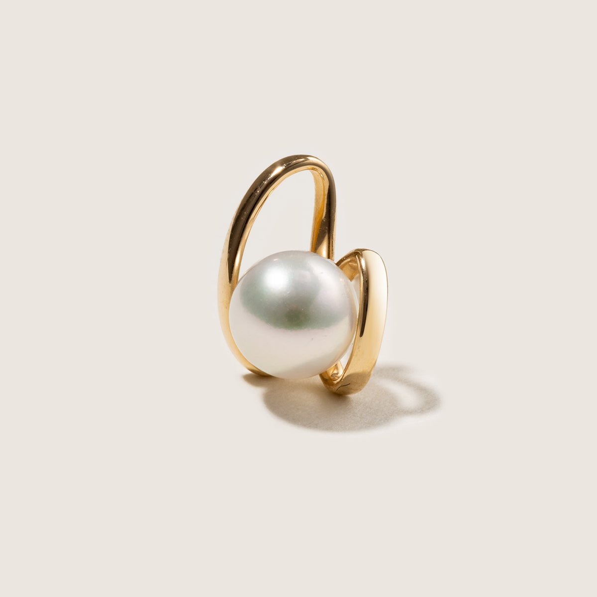 Freshwater Pearls 14K Gold Ribbon H Studs Earrings - HELAS Jewelry