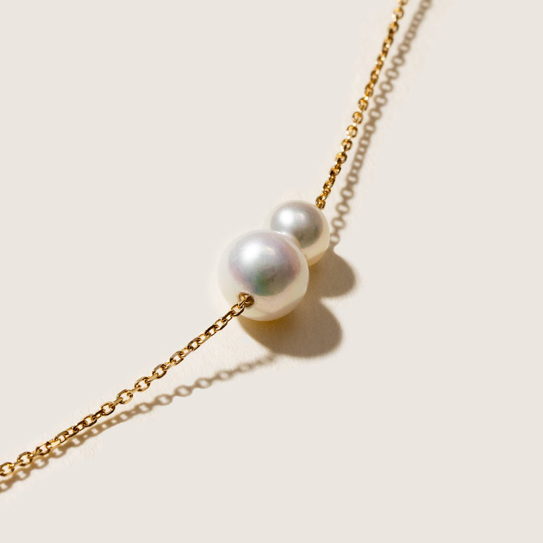 Freshwater Pearls 14K Gold Tiny & Grand Necklace - HELAS Jewelry