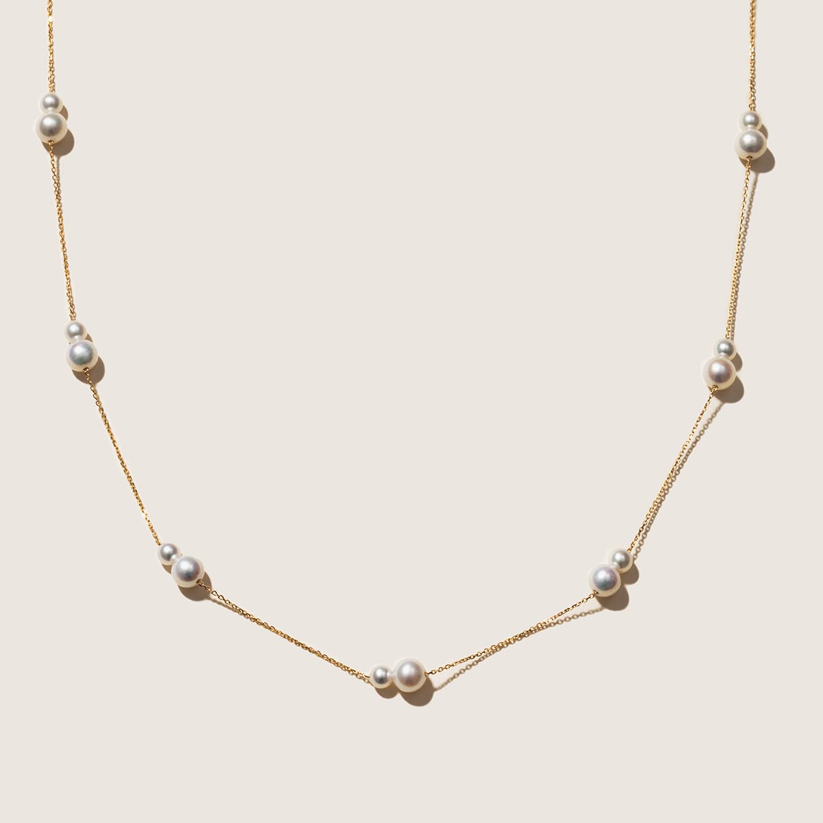 Freshwater Pearls 14K Gold Tiny & Grand Necklace - HELAS Jewelry