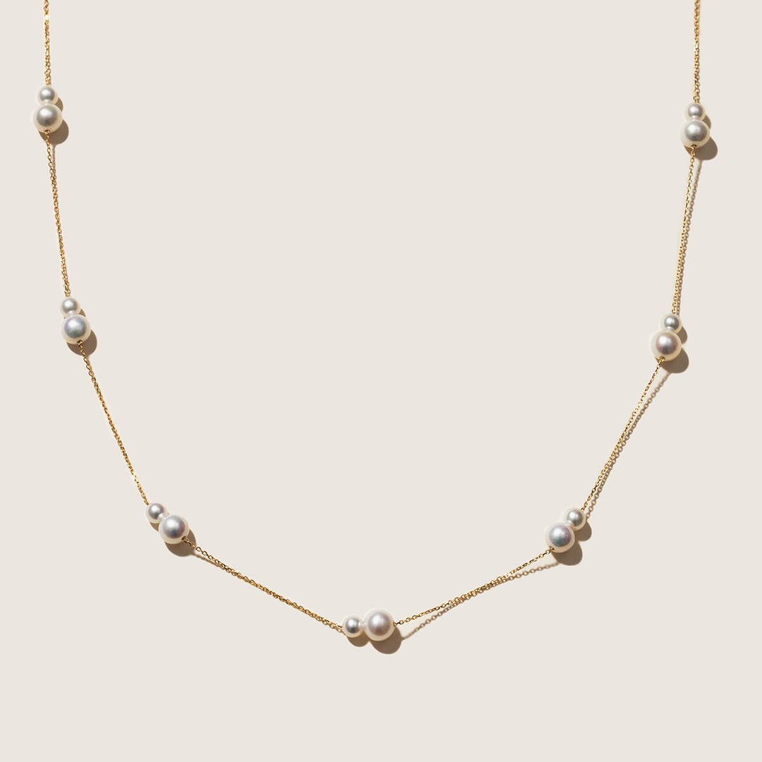 Freshwater Pearls 14K Gold Tiny & Grand Necklace - HELAS Jewelry