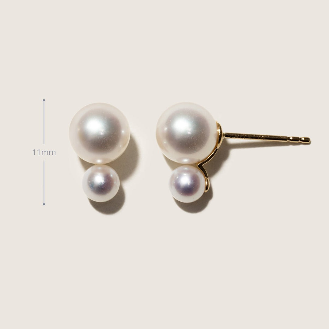 Freshwater Pearls 14K Gold Tiny & Grand Studs Earrings - HELAS Jewelry