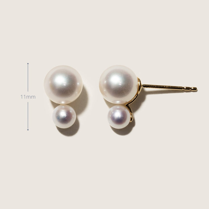 Freshwater Pearls 14K Gold Tiny & Grand Studs Earrings - HELAS Jewelry