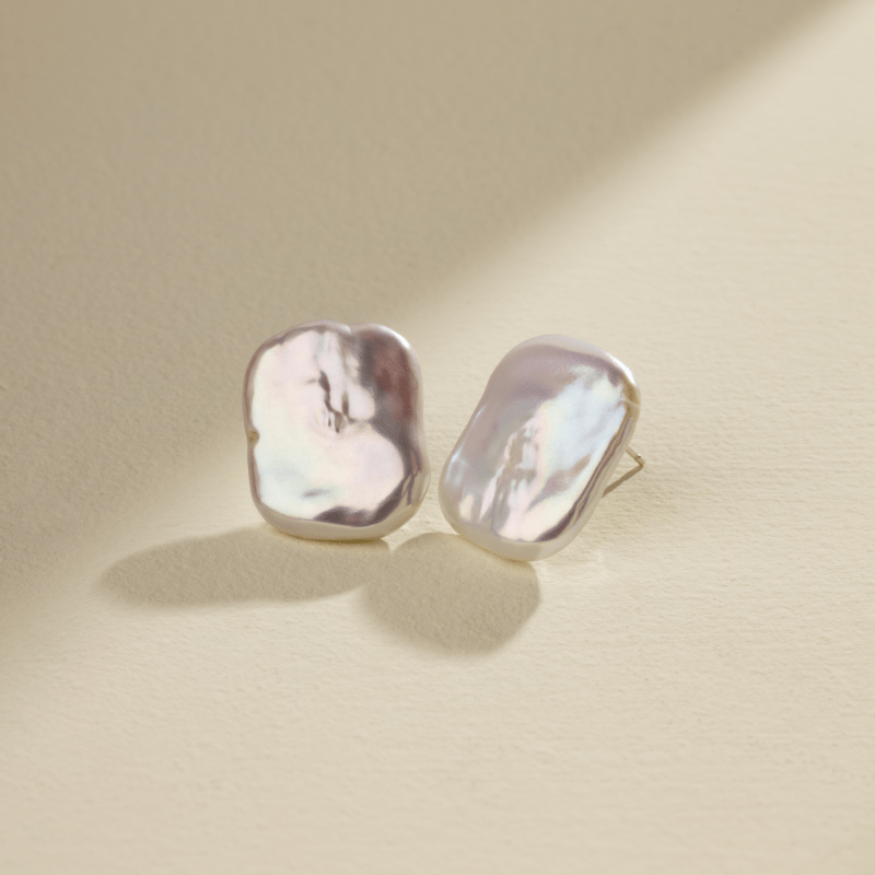 Freshwater Pearls 925 Sterling Silver Square Shape Studs Earrings - HELAS Jewelry