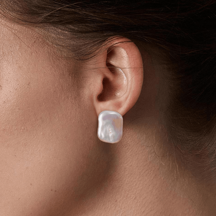 Freshwater Pearls 925 Sterling Silver Square Shape Studs Earrings - HELAS Jewelry